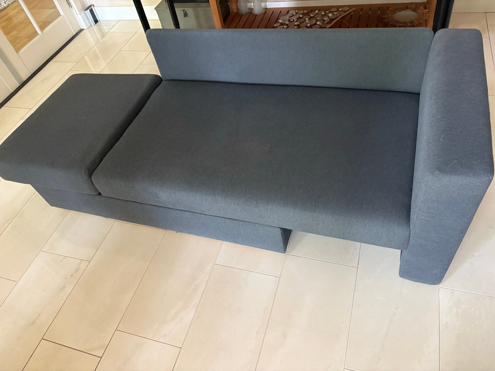 IKEA SKÖNABÄCK 2-zits slaapbank, Knisa donkergrijs, Ophalen, Tweepersoons, 140 cm, Zo goed als nieuw
