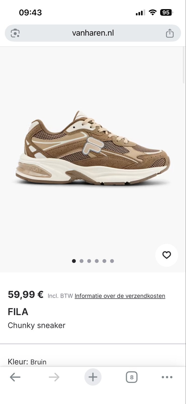 Fila Chunky Sneaker - Bruin, Kleding | Dames, Ophalen of Verzenden, Zo goed als nieuw, Bruin, Sneakers of Gympen