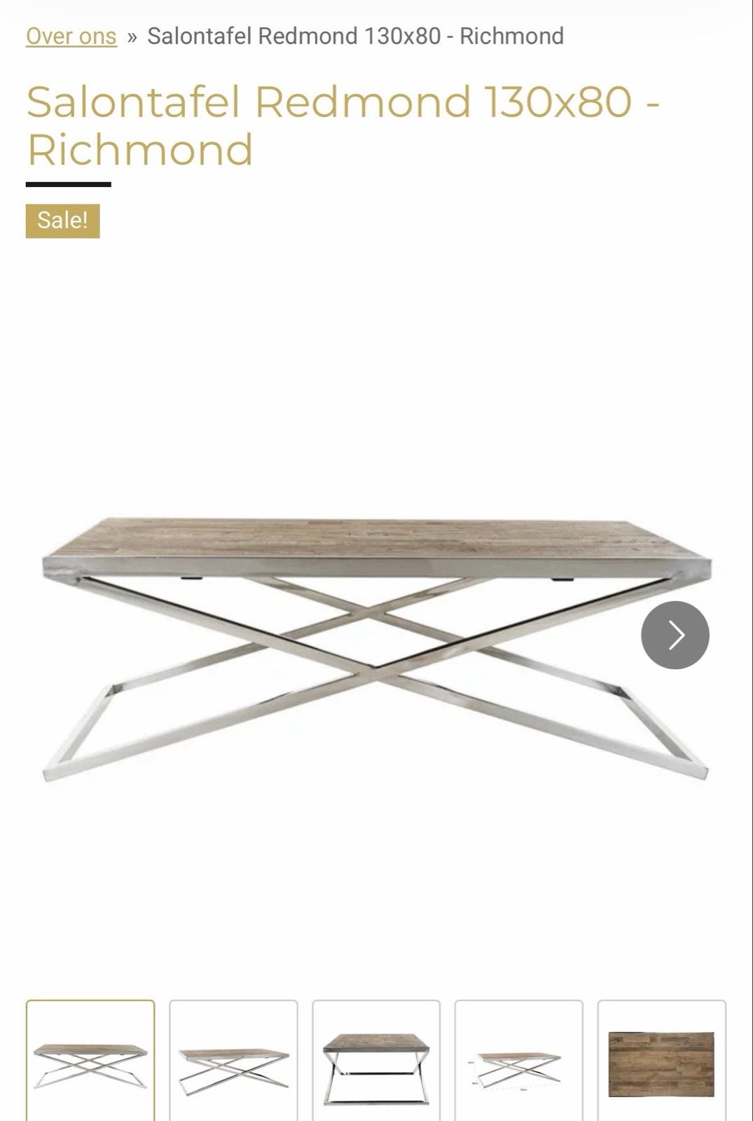 Salontafel Redmond 130x80 - Richmond meuble Set, Ophalen, 100 tot 150 cm, 50 tot 100 cm, Zo goed als nieuw