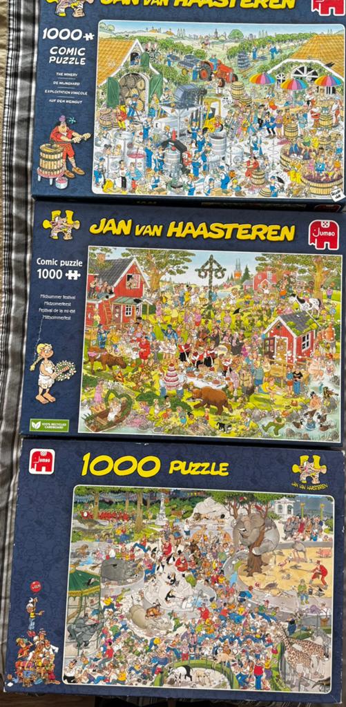 Diverse Jan van Haasteren puzzels 1000 stukjes, Ophalen, 500 t/m 1500 stukjes, Zo goed als nieuw