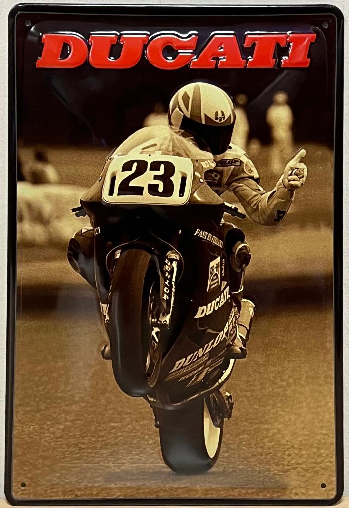 Ducati Motor NR 23 Moto GP relief reclambord van metaal deco, Ophalen of Verzenden, Nieuw, Auto's