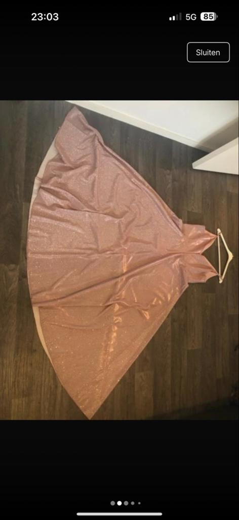 Roze glitter avondjurk / galajurk - Maat M, Zo goed als nieuw, Roze, Onder de knie, Ophalen
