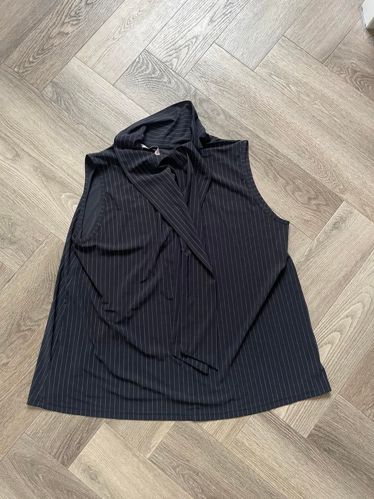Studio Anneloes pinstripe mouwloze top travelstof mt XXL, Zwart, Maat 46/48 (XL) of groter, Ophalen of Verzenden, Zo goed als nieuw