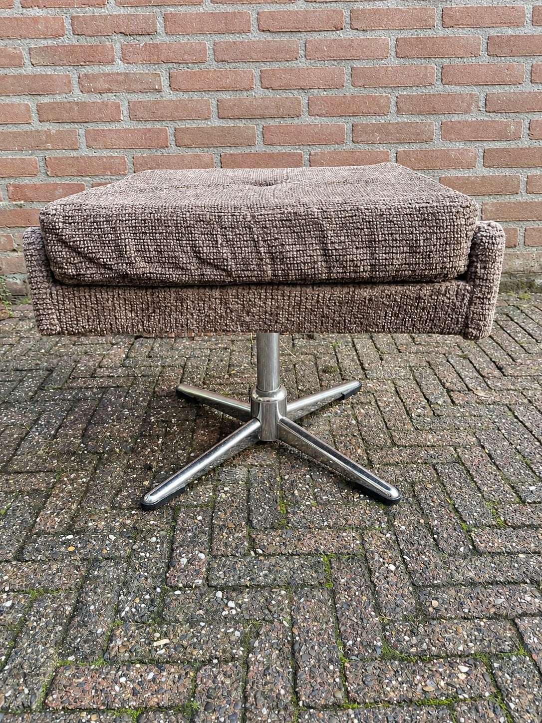 Vintage ottoman – verstelbaar, chromen stervoet, Ophalen, Gebruikt, Vierkant, Stof