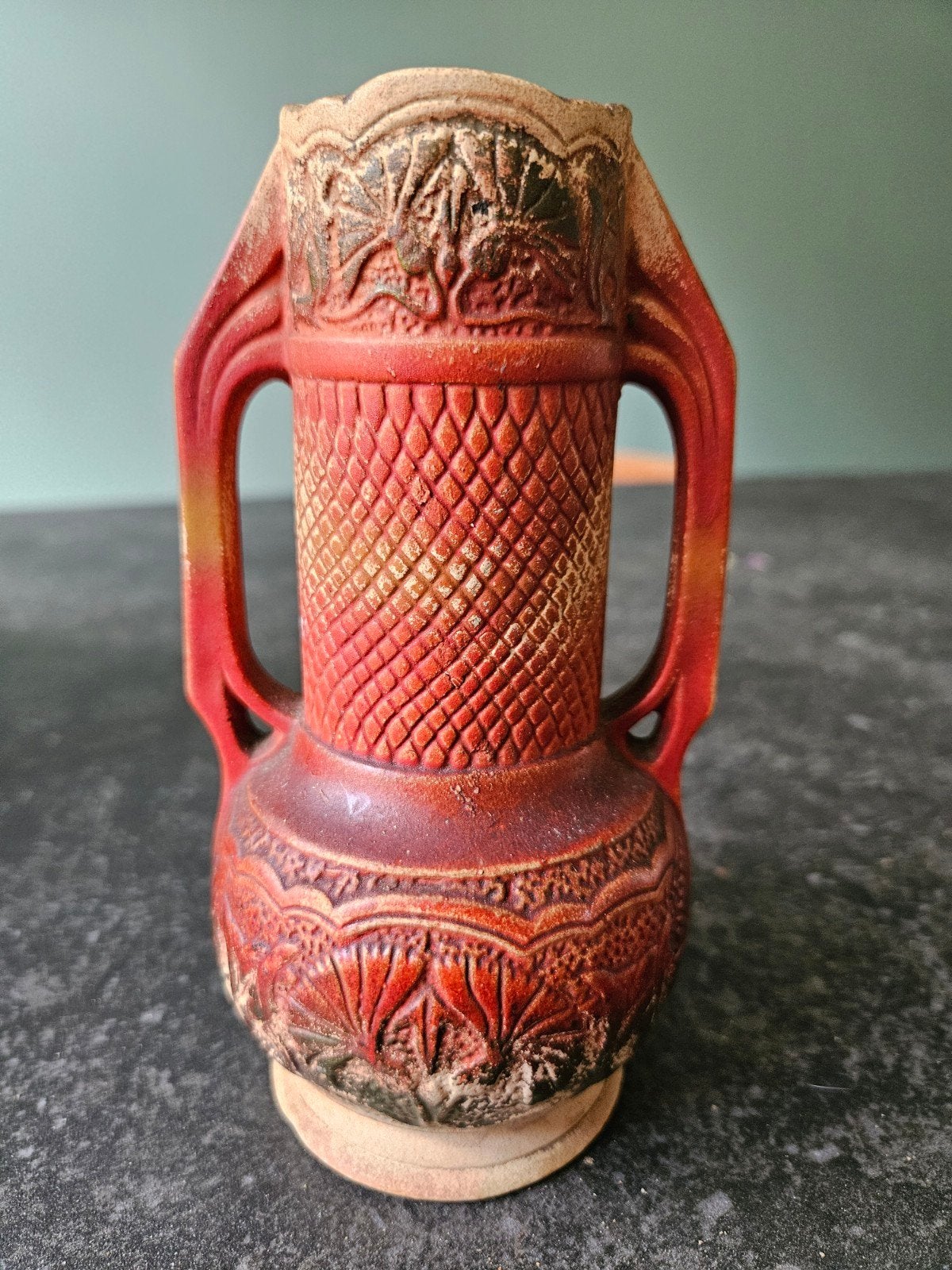 Vintage 16 cm hoge vaas van Ü-Keramik., Ophalen of Verzenden