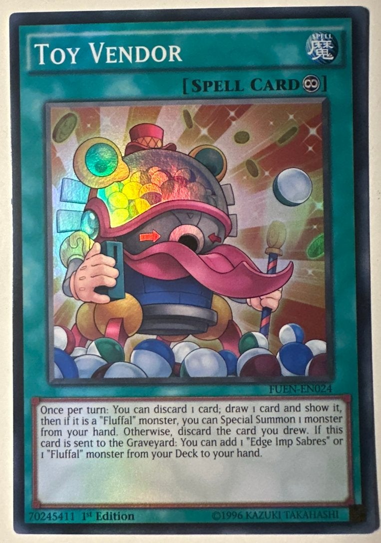 Yu-Gi-Oh! Toy Vendor FUEN 1st Edition !, Ophalen of Verzenden, Zo goed als nieuw, Losse kaart, Foil