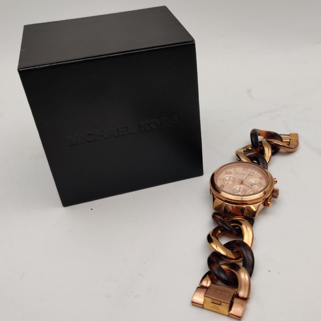 Michael Kors Runway MK4269 Rose Gold & Tortoise  €99.99, M, Ophalen of Verzenden, Zo goed als nieuw, Roze