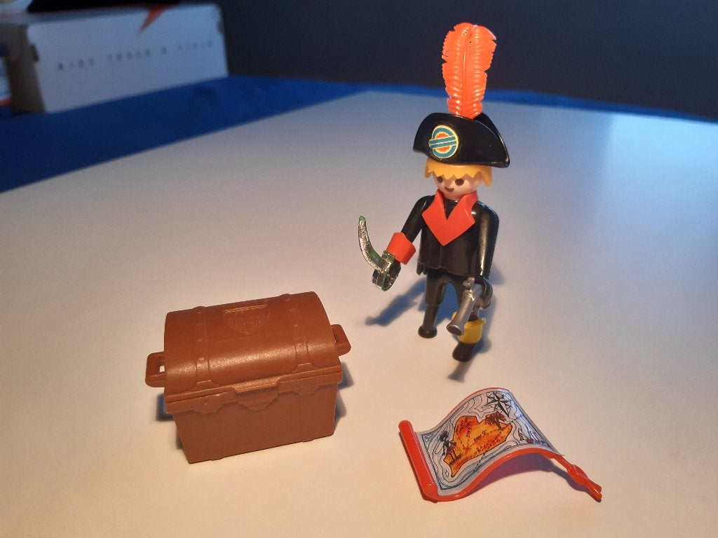 Playmobil 3385 Piratenkapitein - Piraat met schatkist., Pirates, Gebruikt, Complete set, Ophalen of Verzenden