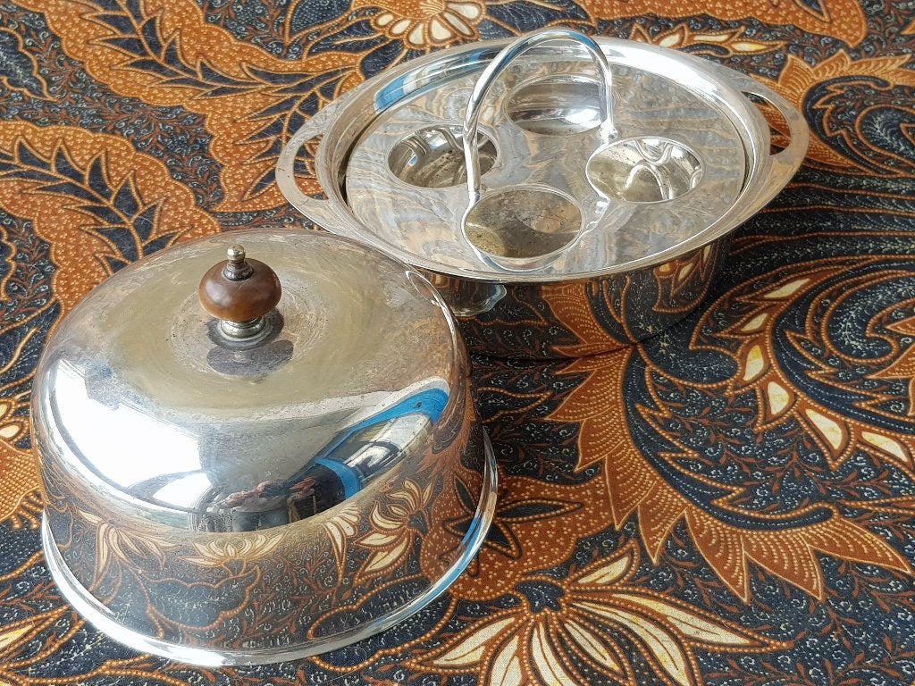 Mooie complete antieke vierdelige eierwarmer uit Engeland., Ophalen of Verzenden