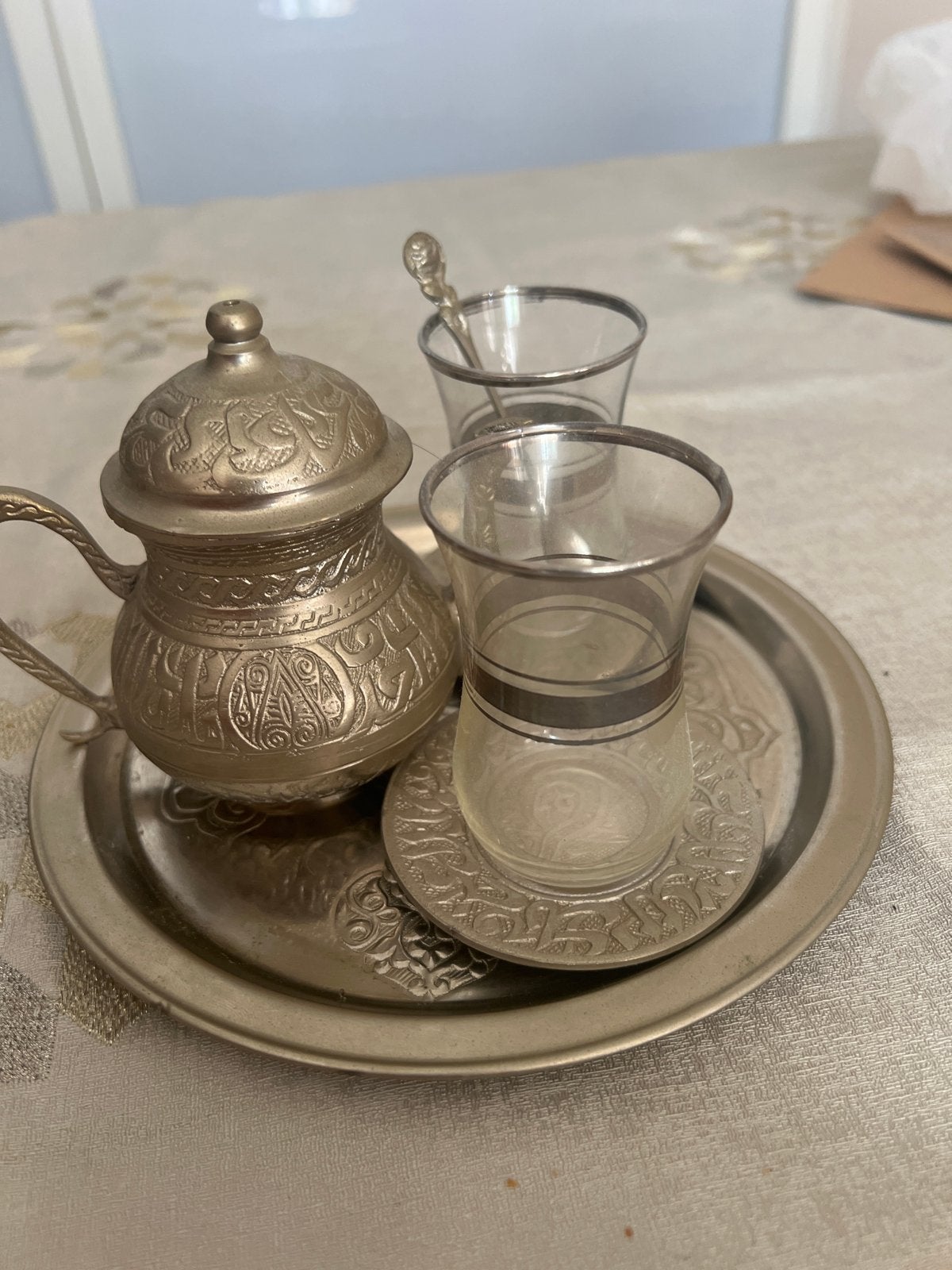 Vintage Marokkaanse theeset - Zilverkleurig, Ophalen of Verzenden