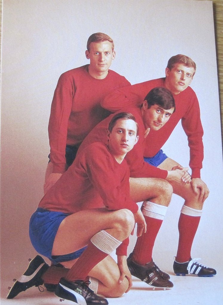 Johan Cruijff, Piet Keizer, Sjaak Swart, en Klaas Nuninga, Verzenden, 1960 tot 1980, Ongelopen, Sport en Spel