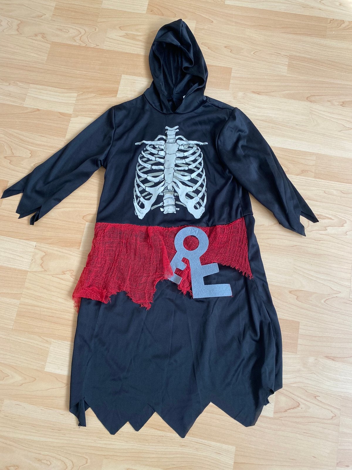 Halloween magere Hein, maat 128, Kinderen en Baby's, Carnavalskleding en Verkleedspullen, Ophalen of Verzenden, Zo goed als nieuw