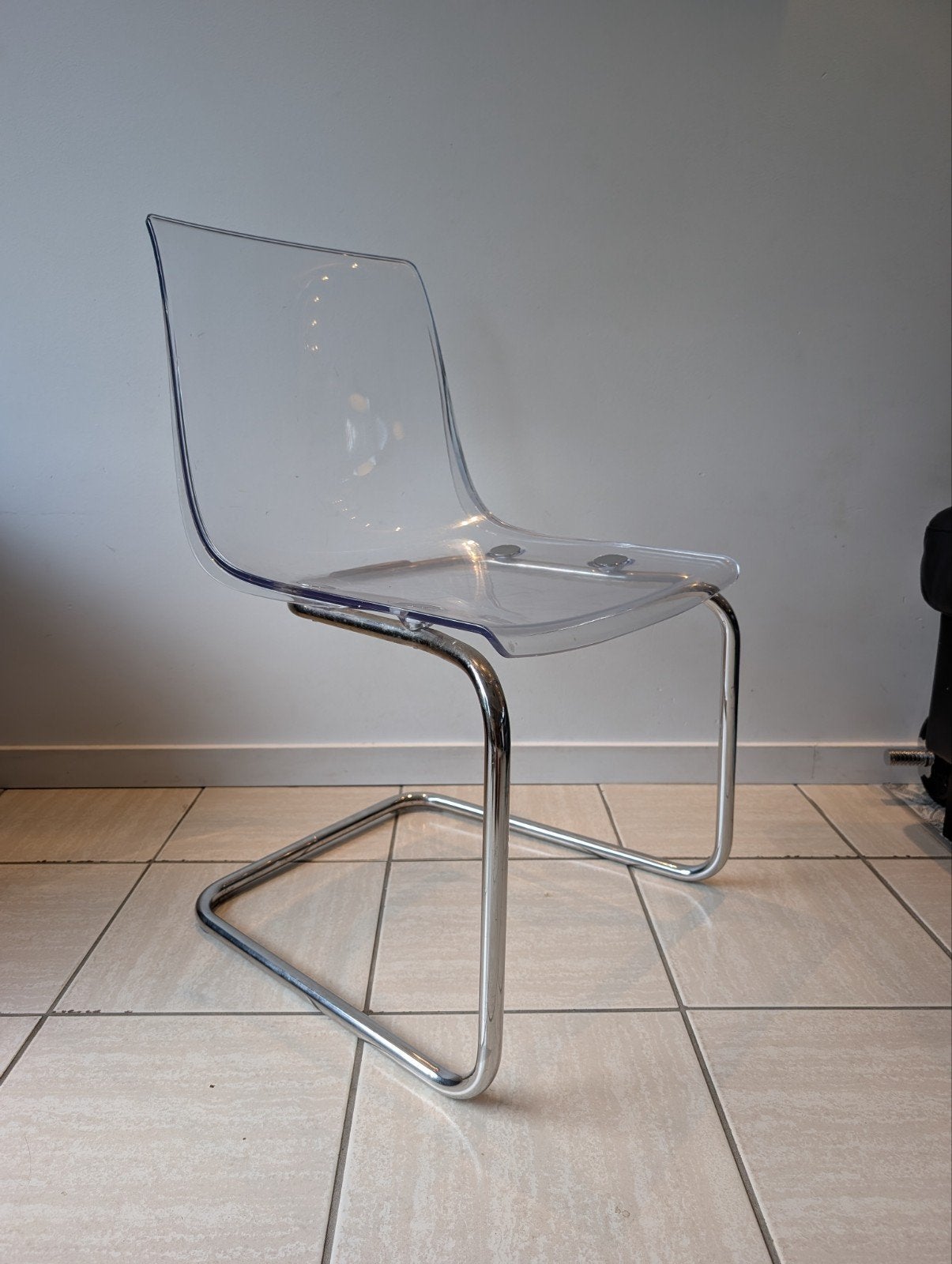 3x IKEA Tobias stoelen - Transparant met chroom, Huis en Inrichting, Ophalen, Overige kleuren, Drie, Modern, Design