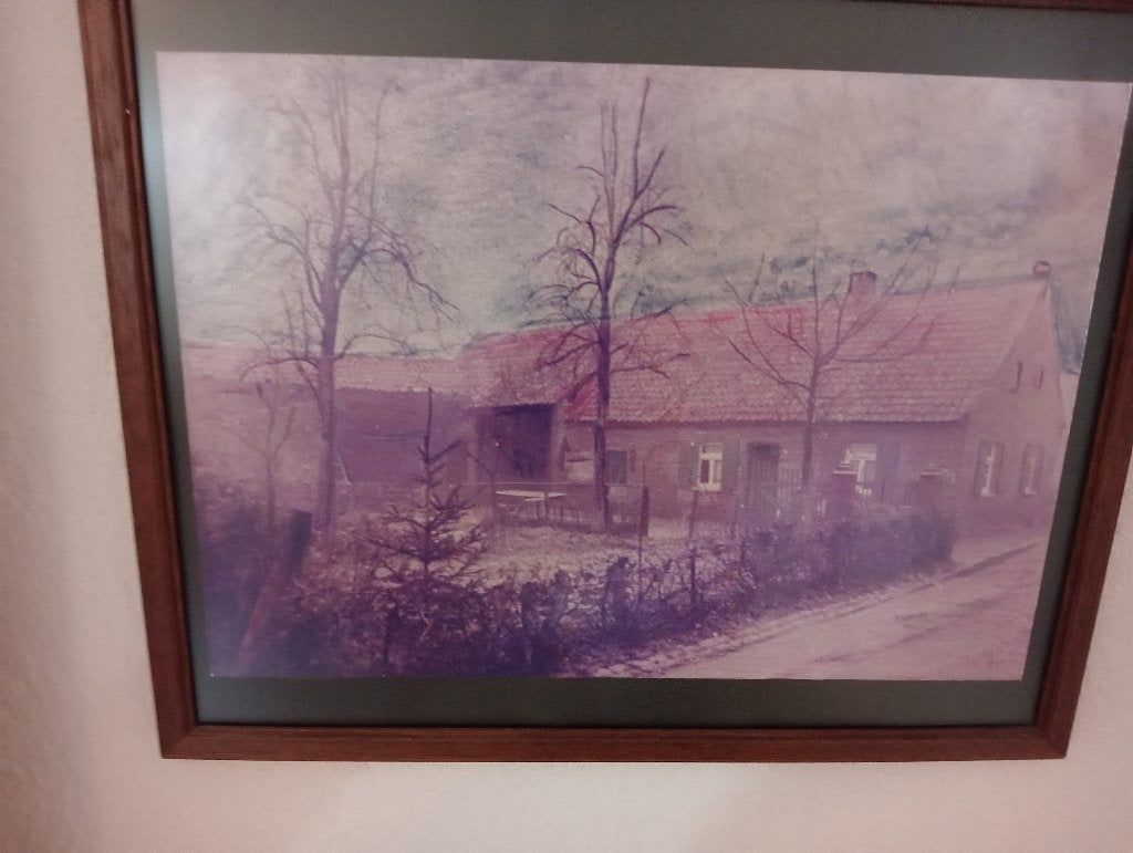 oude boerderij schilderij, Ophalen of Verzenden, Achter glas, Overige onderwerpen