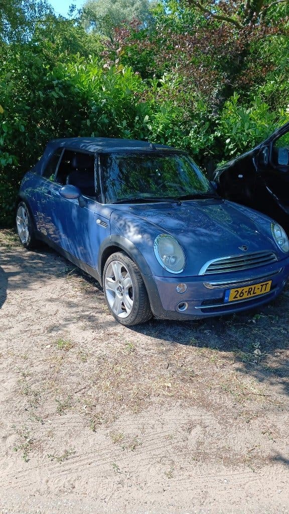 Mini 1.6 16V Cooper Cabrio 2005 Blauw, Auto's, Voorwielaandrijving, 4 cilinders, Cabriolet, Bruin