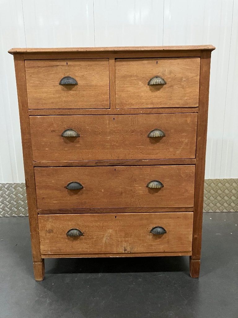 Koloniale teak houten ladekast, Ophalen, Gebruikt, 5 laden of meer, 100 tot 150 cm