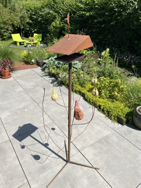Design cortenstalen vogelhuisje/voederhuisje, Tuin en Terras, Ophalen of Verzenden, Nieuw