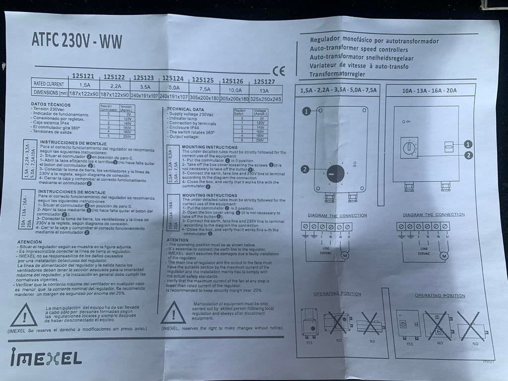 IMEXEL ATFC 230V 2.2A Industriële Snelheidsregelaar, Ophalen of Verzenden, Zo goed als nieuw, Overige