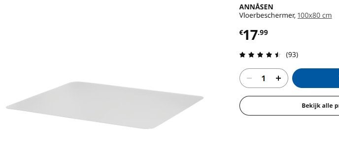 Vloerbeschermer, 100x80 cm Ikea ANNÅSEN, Ophalen, Gebruikt, Overige kleuren
