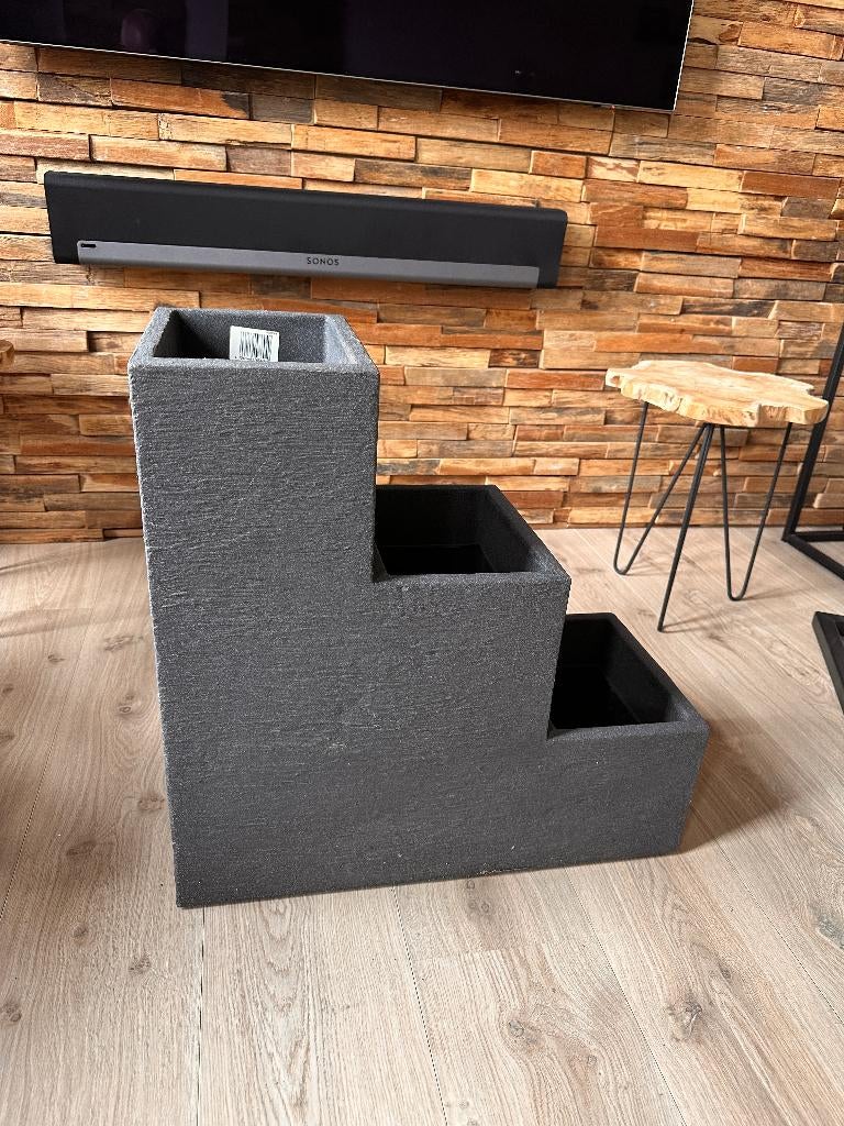 Nieuwe leuke trapsgewijs trio plantenbak bloempot antraciet, Tuin en Terras, Bloembakken en Plantenbakken, Ophalen, Kunststof