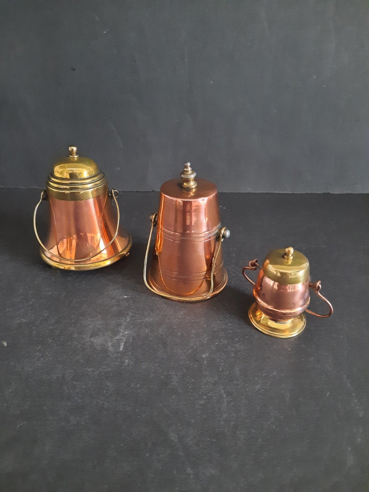 Set van 3 Miniatuur Koperen Doofpotjes, Ophalen of Verzenden, Koper