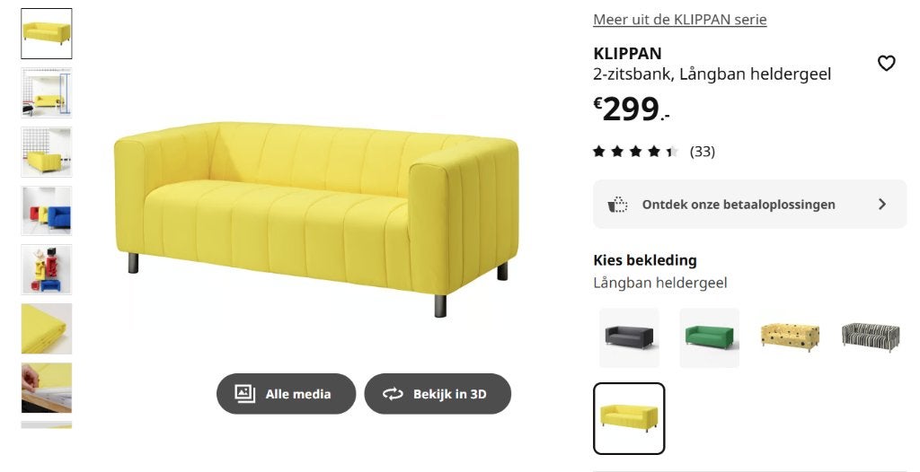 KLIPPAN 2-zitsbank, Langban rood, Ophalen, 2-zitsbank, 150 tot 200 cm, Stof
