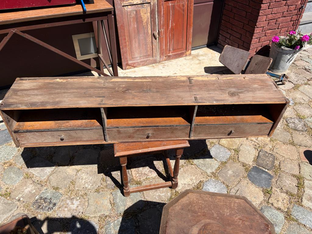 Antieke houten ladekast met 3 lades - Vintage opberger, Antiek en Kunst, Ophalen