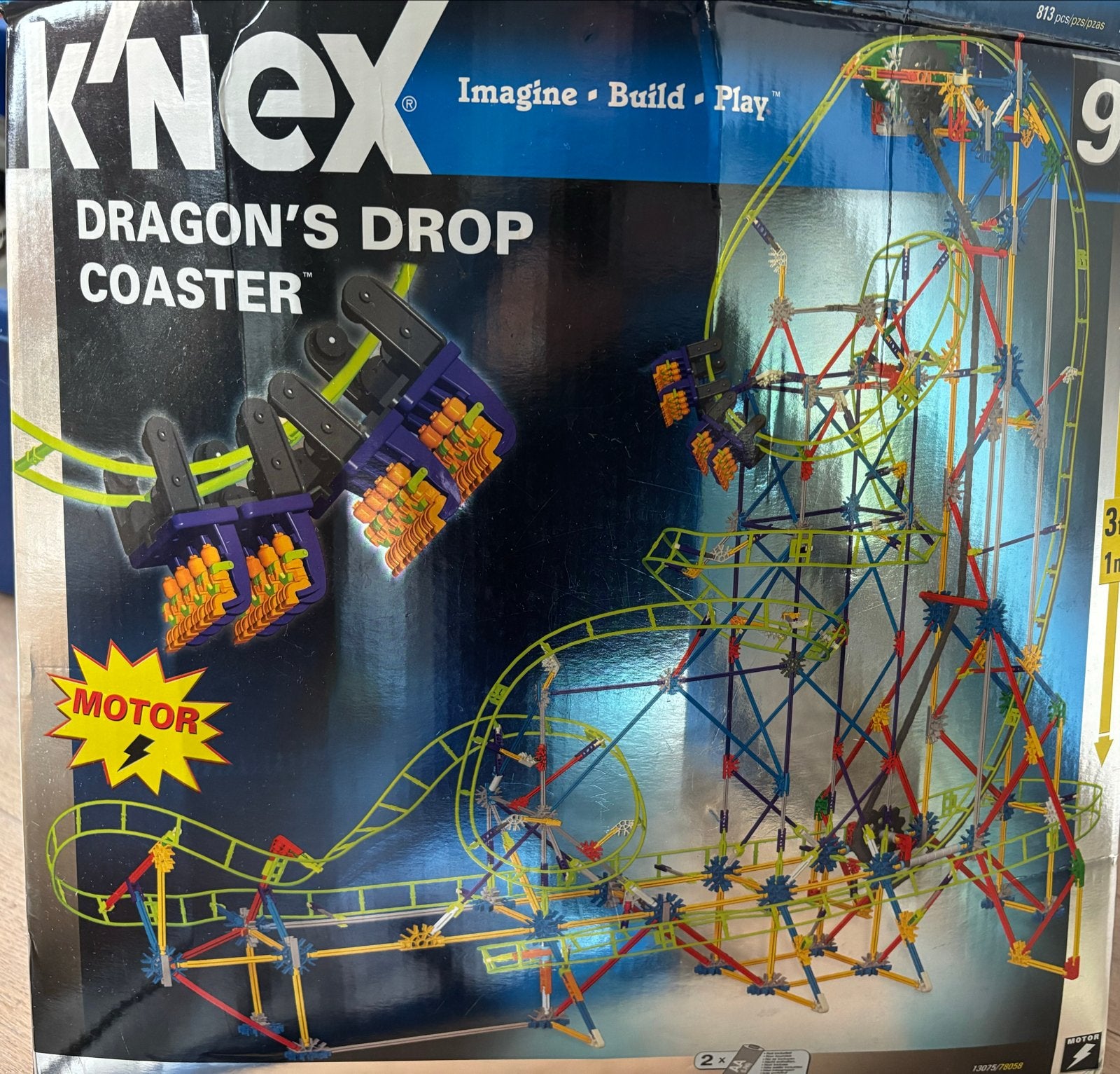 K'nex Dragon's Drop Coaster met Motor - mist onderdeeltjes, Ophalen of Verzenden, Zo goed als nieuw, K'nex