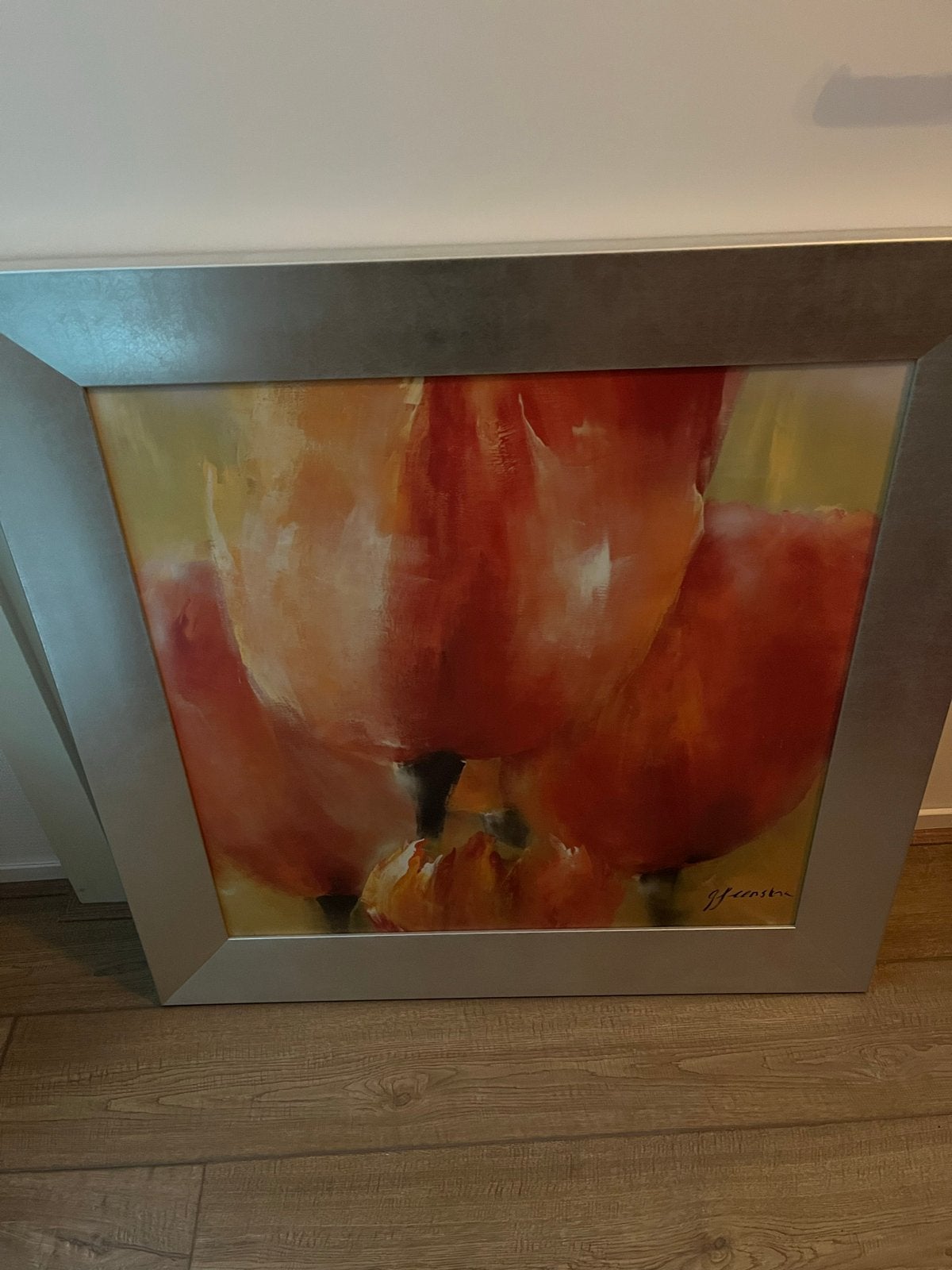 Schilderij met tulpen, gesigneerd J. Geenstra, Ophalen