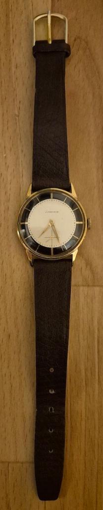 Vintage Junghans mechanische herenhorloge., Overige merken, Leer, Staal, Polshorloge