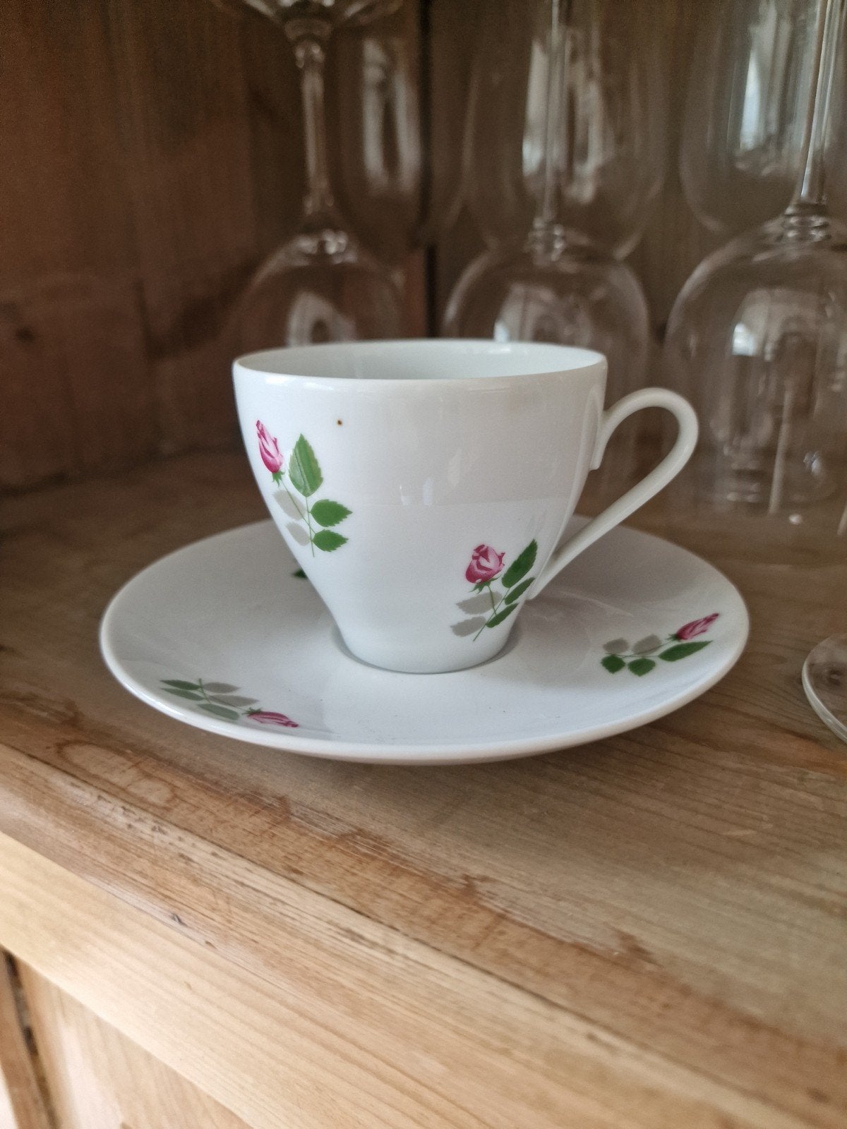 Eschenbach Bavaria kop en schotel – Vintage rozenmotief, Ophalen of Verzenden