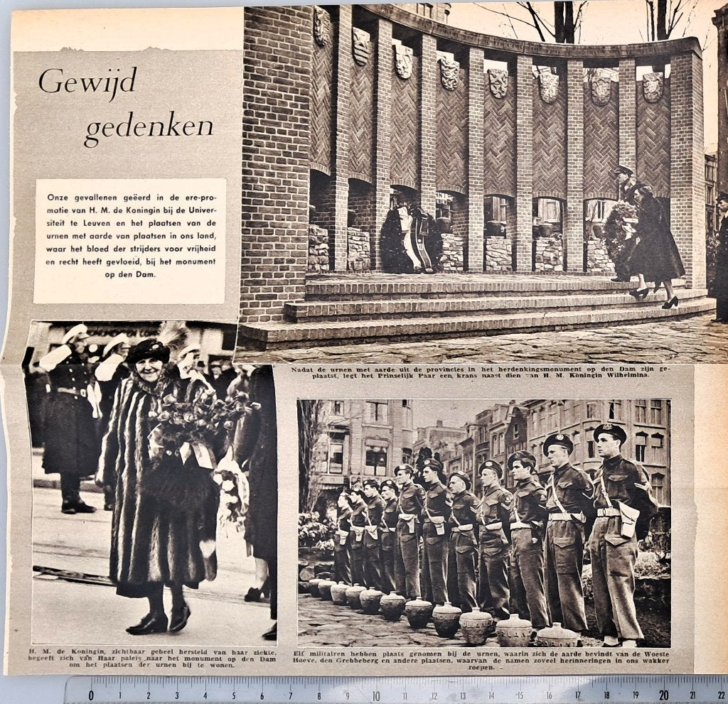 Leger 1948; plaatsen urnen in het monument op de Dam, Verzenden, 1940 tot 1960, Gebruikt, Overige onderwerpen