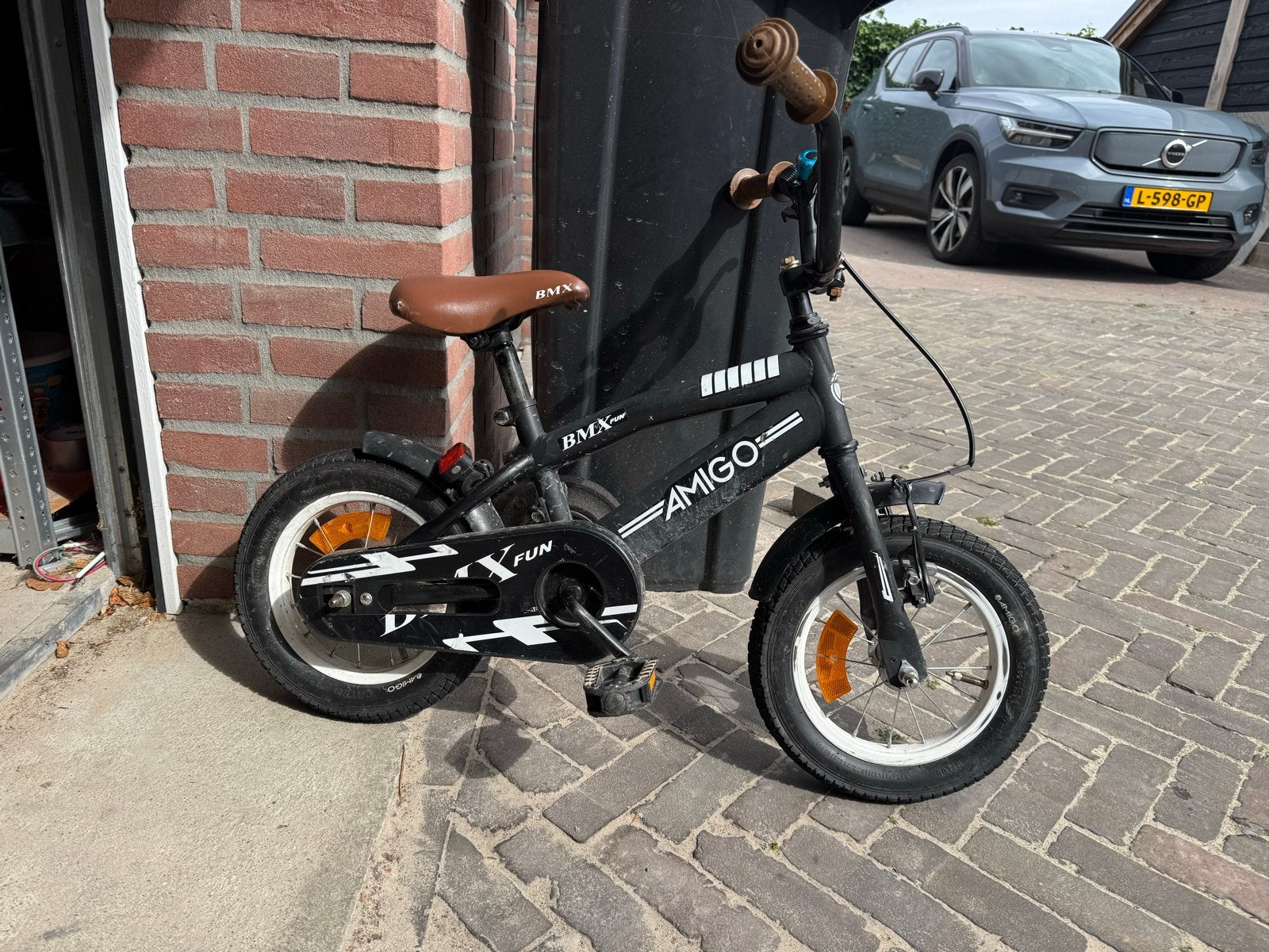 Amigo BMX kinderfiets 12 inch - Zwart/Bruin, Ophalen of Verzenden, Gebruikt, Terugtraprem, Minder dan 16 inch