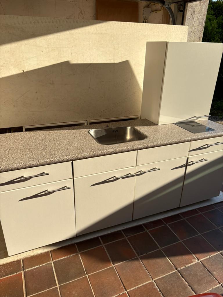 Keukenblok 200 cm met 1 bovenkast, Huis en Inrichting, Keuken | Complete keukens, Ophalen of Verzenden, Gebruikt, Wit, Kunststof