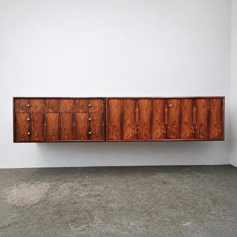 Vintage zwevend dressoir, palissander, 2-delig – WK Möbel, Ophalen, Gebruikt, Midcentury, vintage, japandi, WK Möbel