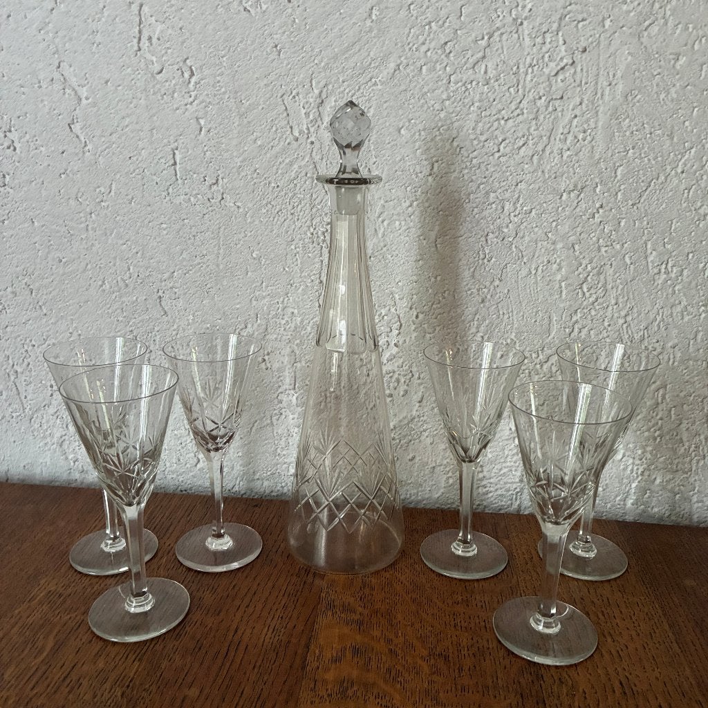 Vintage kristallen karaf en glazen, Ophalen of Verzenden