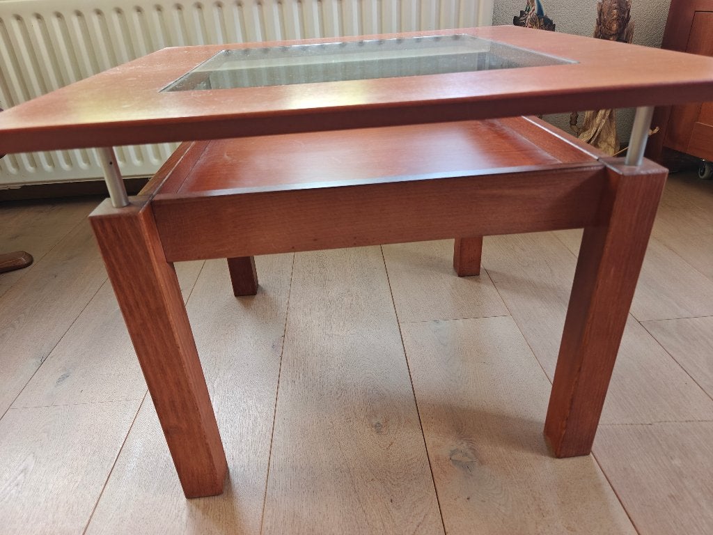 Prachtige hoektafel hardhout in mooie kleur - in nieuwstaat, Huis en Inrichting, Tafels | Salontafels, Ophalen, 50 – 75, 50 tot 100 cm