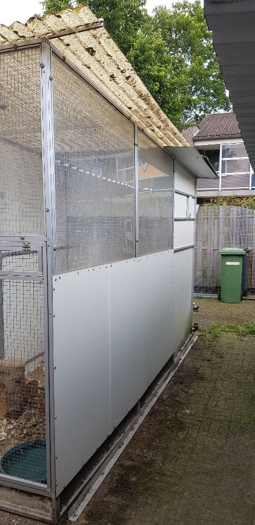 Voliere, groot model met ruime stahoogte en 2 compartimenten, Ophalen, Gebruikt, Aluminium, Volière