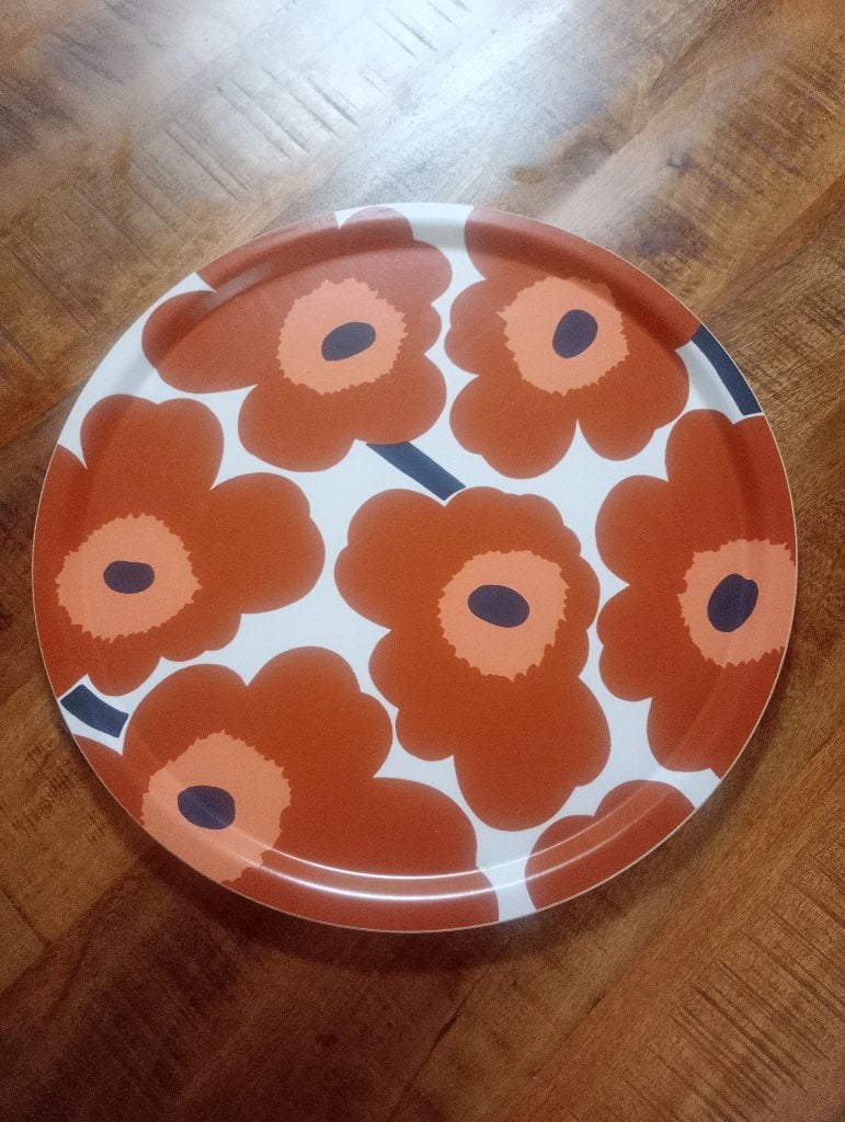 Marimekko dienblad 46 cm, Huis en Inrichting, Woonaccessoires | Dienbladen, Ophalen, Zo goed als nieuw, Rechthoekig, Hout
