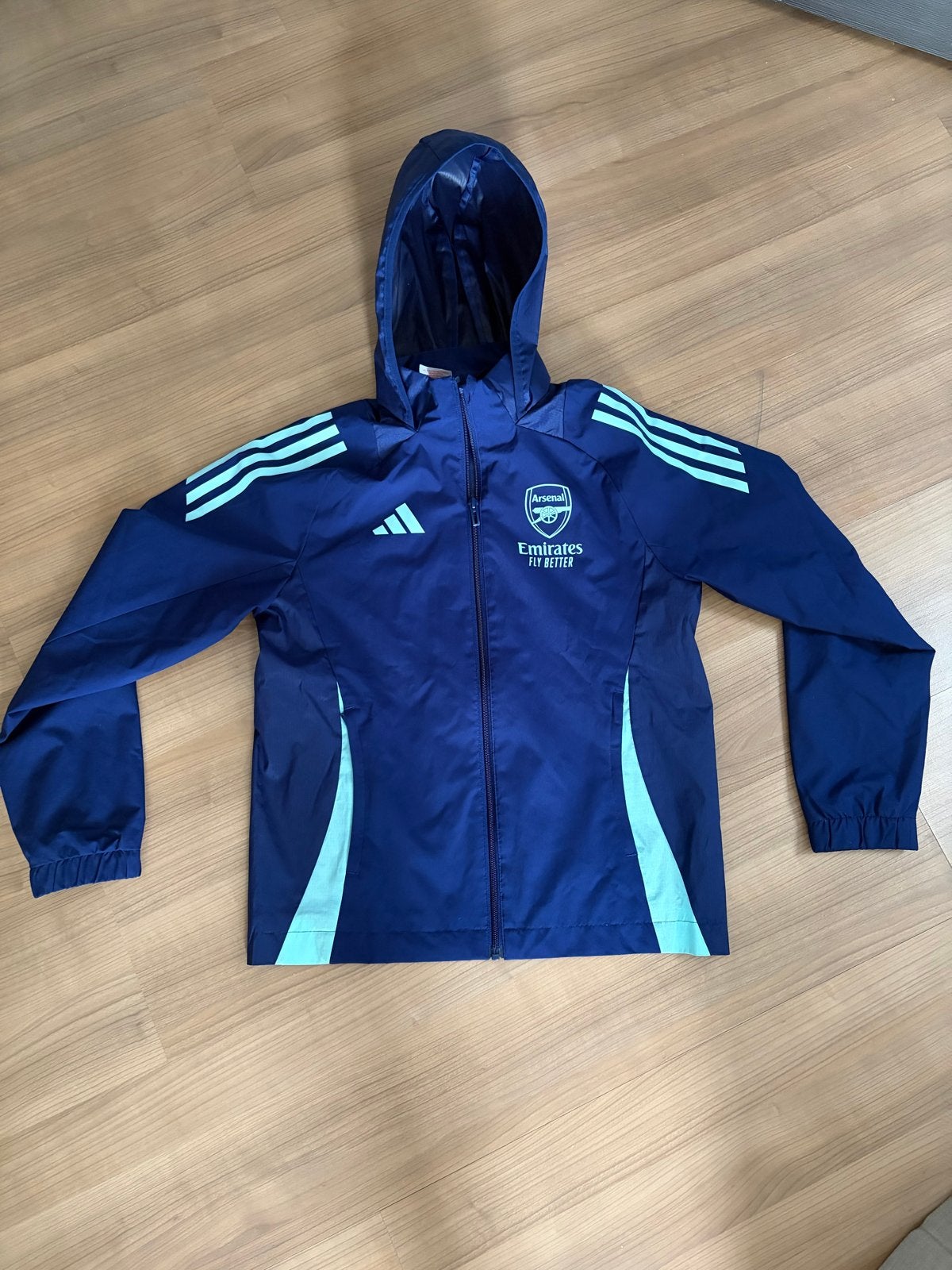 Adidas Arsenal Regenjas - Maat 152 (11-12 jaar), Blauw, Overige maten, Ophalen of Verzenden, Zo goed als nieuw