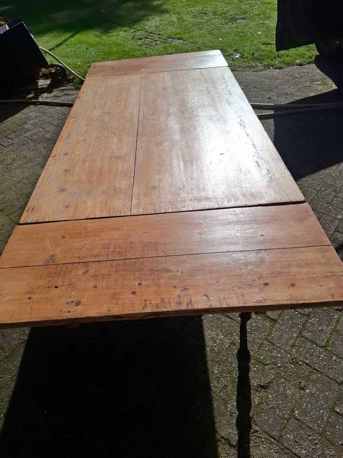 Antieke uitschuifbare eettafel - massief hout, Antiek en Kunst, Ophalen