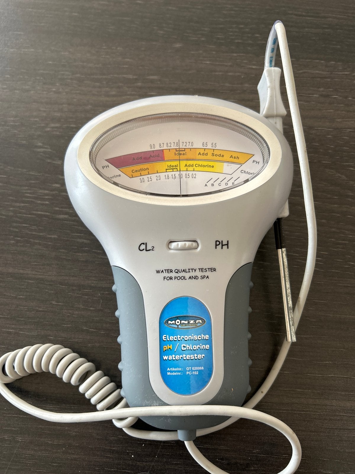 Monza Elektronische pH/Chloor Watertester voor Zwembad/Spa, Tuin en Terras, Zwembad-toebehoren, Verzenden, Gebruikt, Overige typen