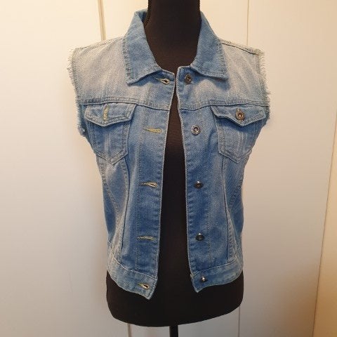 Gilet met geborduurde achterkant, Maat 38/40 (M), Only, Blauw, Nieuw