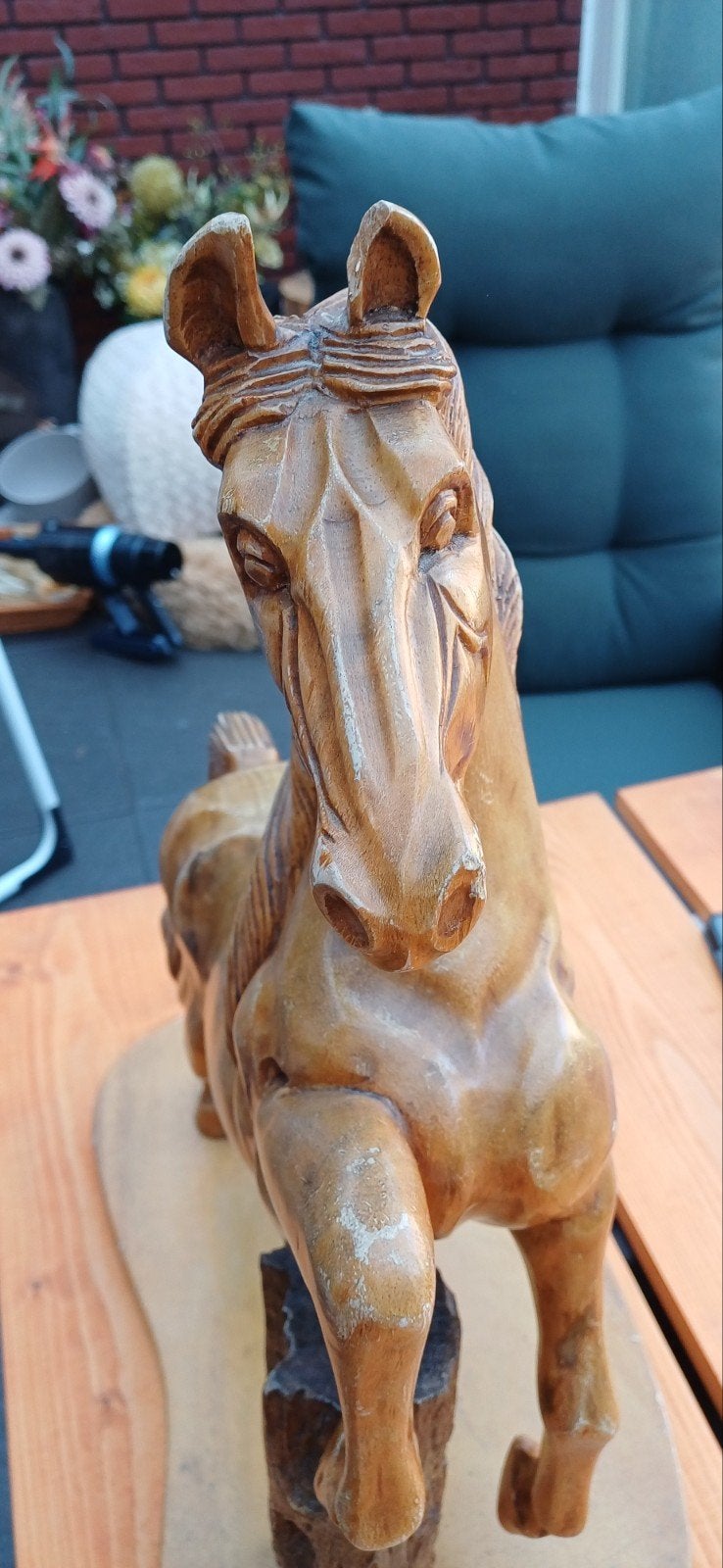 houten paardenbeeld, Ophalen of Verzenden