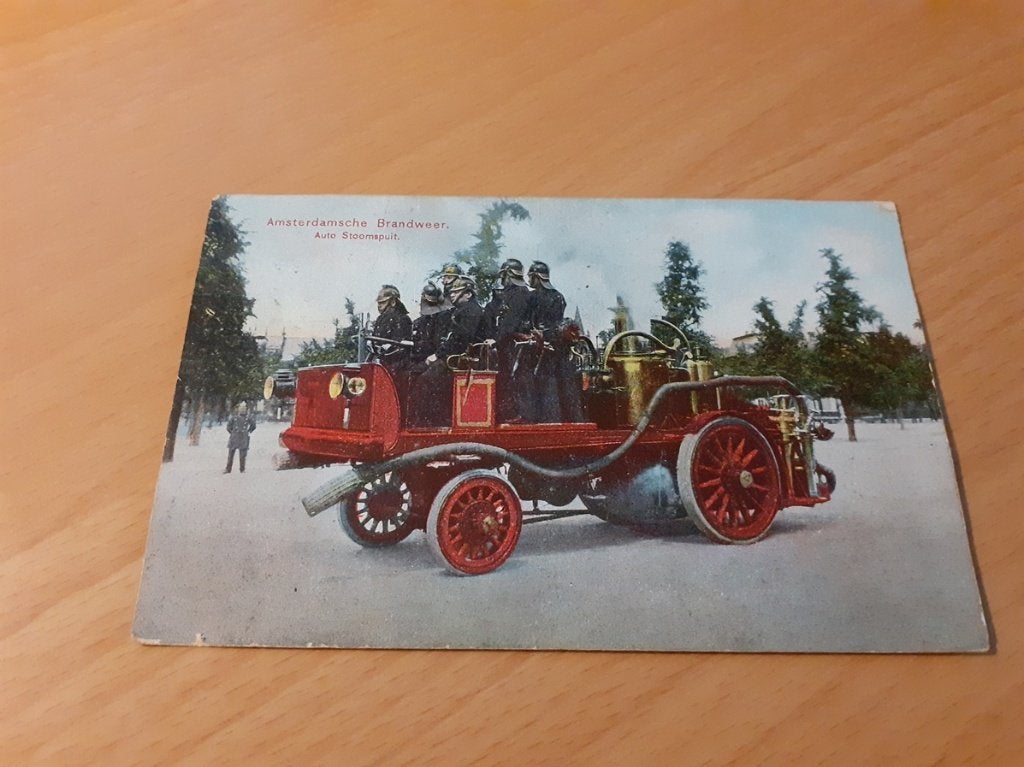 auto stoomspuit Amsterdamse brandweer  1907, Ophalen of Verzenden, Voor 1920, Gelopen, Noord-Holland