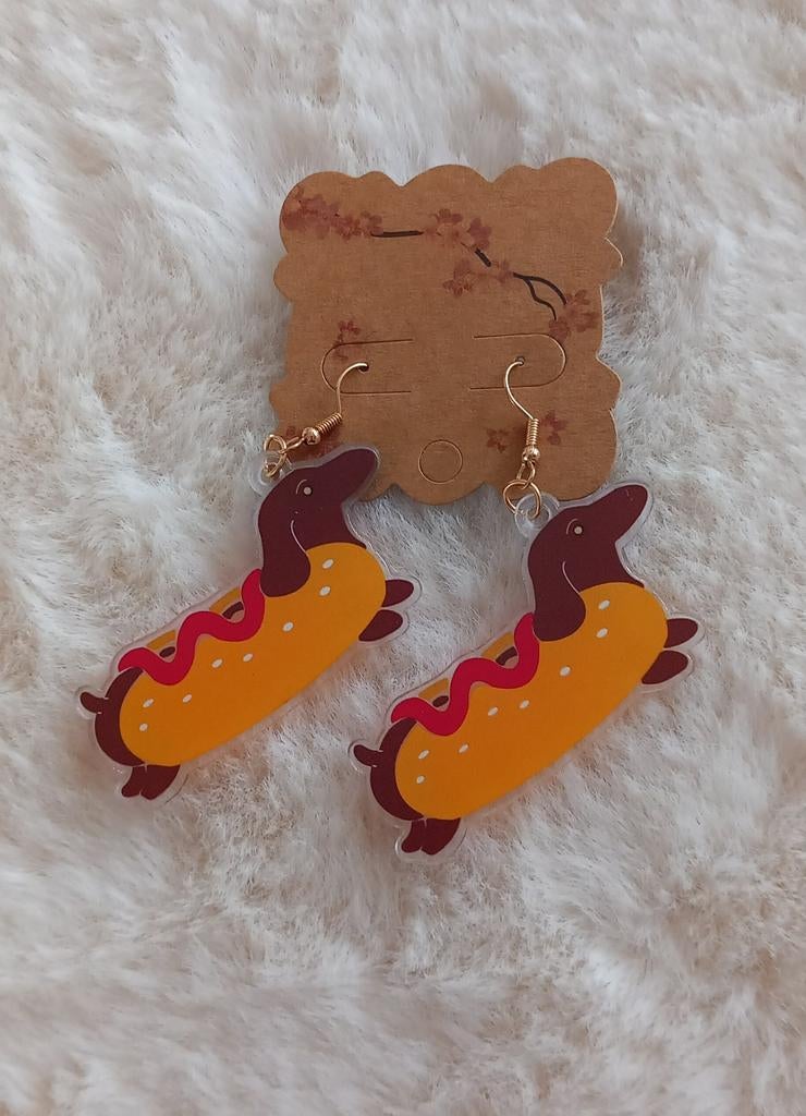 Grappige hotdog oorbellen, Overige materialen, Hangers, Nieuw, Ophalen of Verzenden