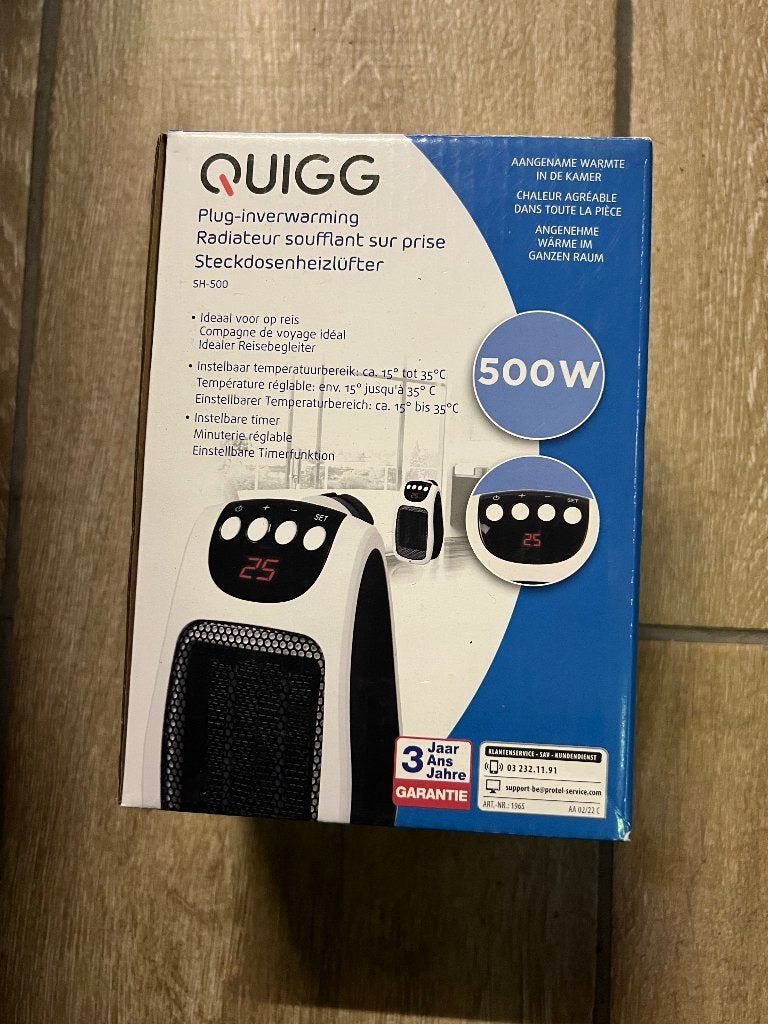 QUIGG  SH-500 plug in (ElectrischeVerwarming), Ophalen of Verzenden, Nieuw