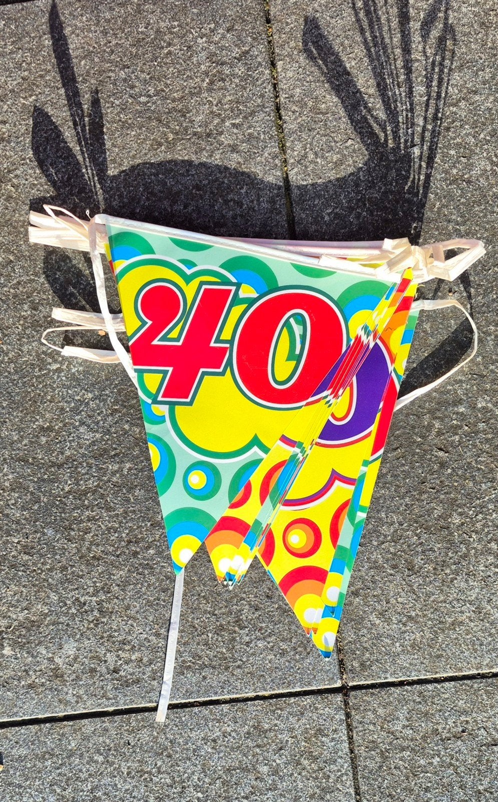Feestelijke vlaggenlijn '40 jaar' - Verjaardagsversiering, Ophalen of Verzenden, Gebruikt, Versiering, Verjaardag