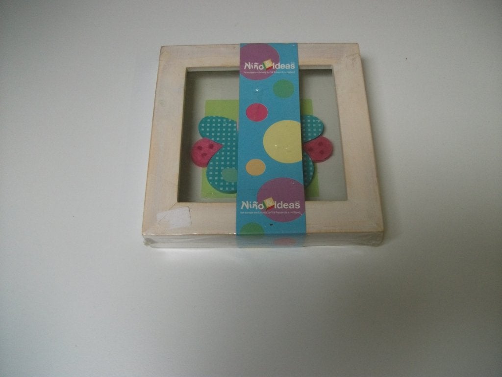 Houten schilderijtje met vlinder (nieuw) (Nino Ideas), Ophalen of Verzenden, Nieuw, Wanddecoratie