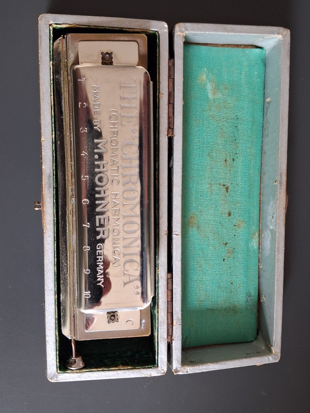 Vintage Hohner Chromonica mondharmonica met doos, Gebruikt, Overige typen, Chromatisch, Ophalen of Verzenden